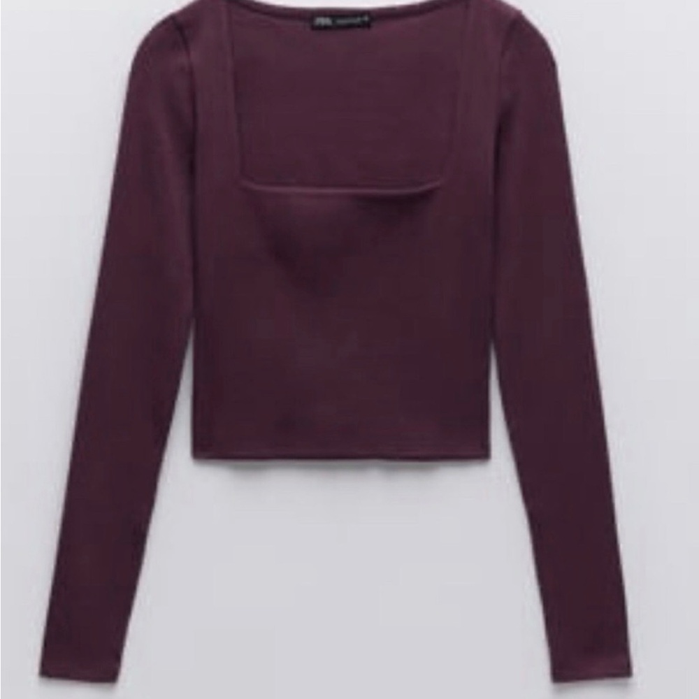 Zara Women's Long Sleeve Square Neck Top
